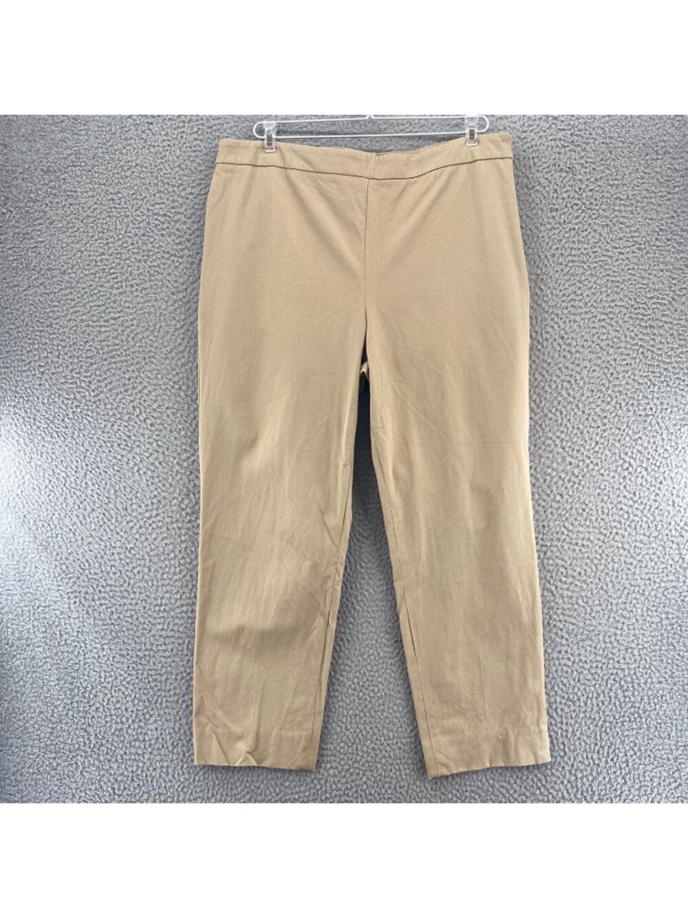 Talbots Pants Womens 16 Beige High Rise Pockets Cropped Straight Leg Trousers